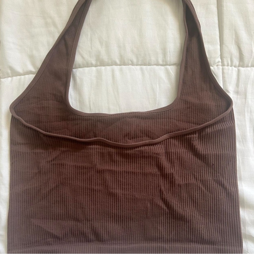 Tilly's Brown Ribbed Halter Top - Picture 2 of 2
